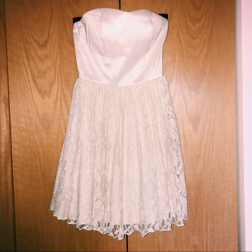 Off white dress w lace overlay